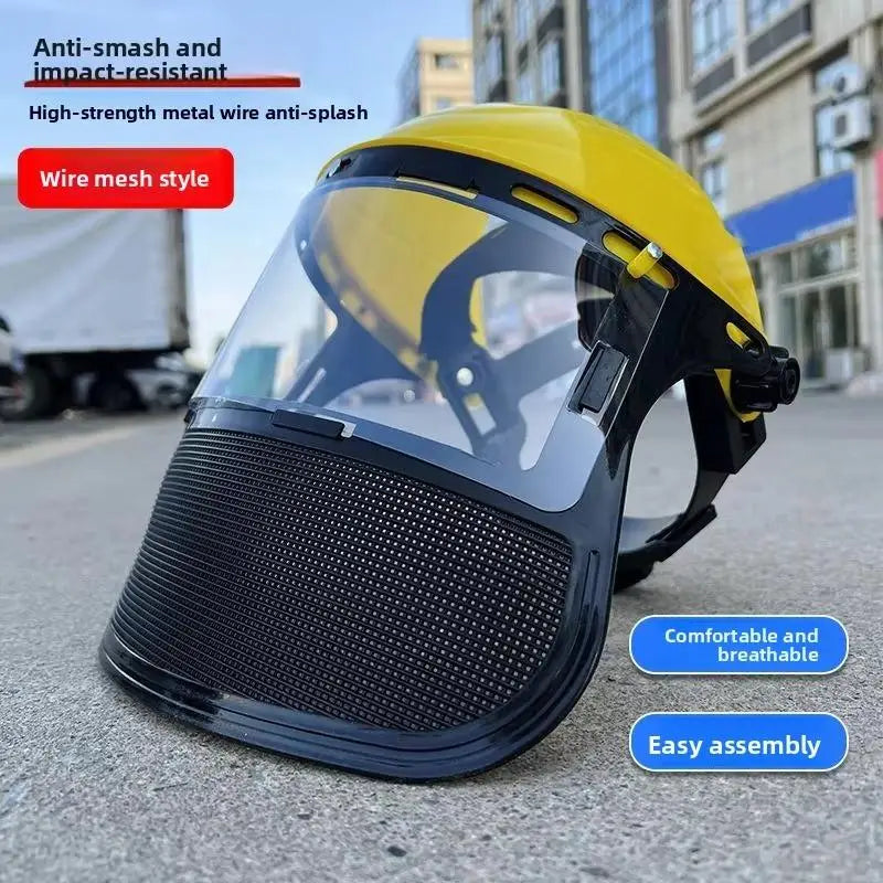 Safety Helmet Full Face Mesh Shield | Garden & Chainsaw Use Safety Helmet QXL