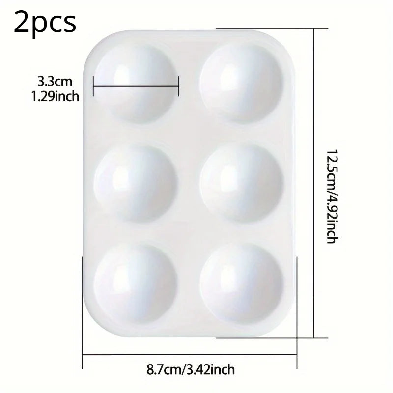 2-Pack White Watercolor Paint Palette Trays | Artist Pigment Tray Watercolor Paint Palette QXL 2pcs