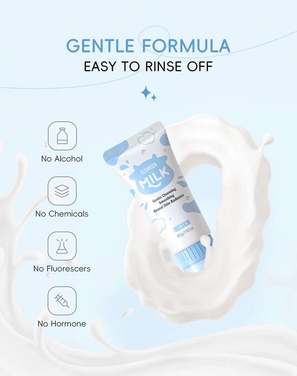 Laikou Milk Foam Face Cleanser | Oil Control & Pore Care 80g Foaming Facial Cleanser QXL