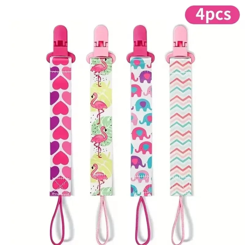 Vvocci 4-Pack Newborn Pacifier Clip Chain | Double-Sided Print Pacifier Clip Chain QXL B367-4Pcs
