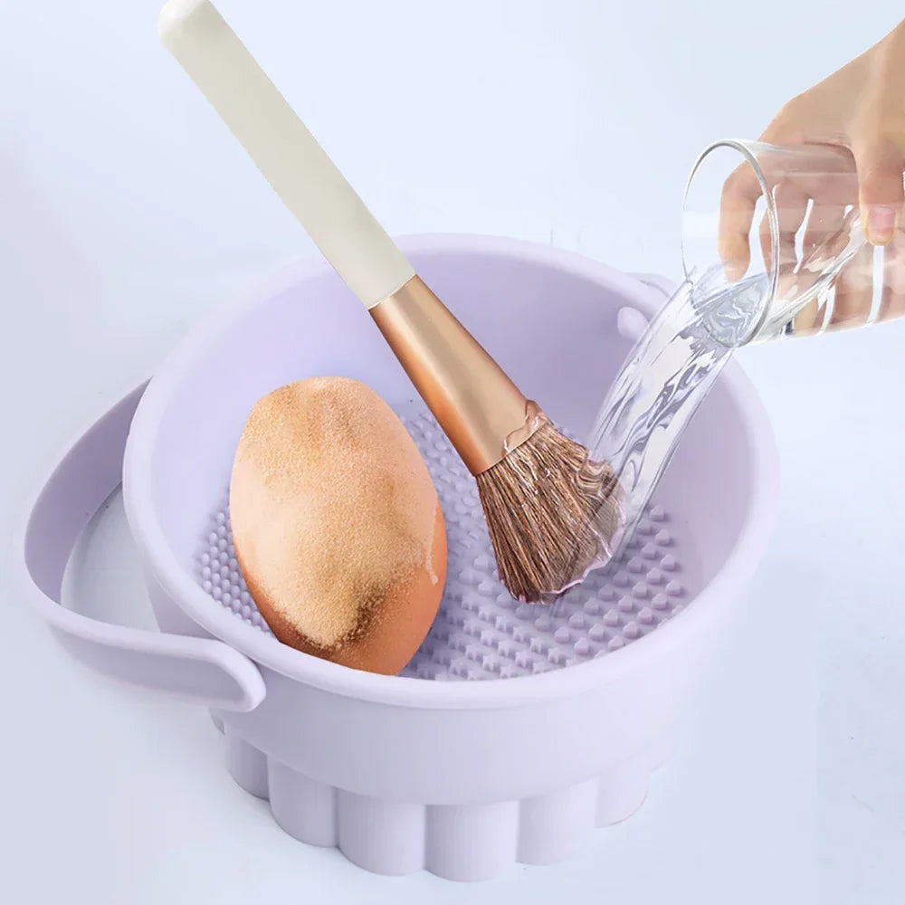 Silicone Makeup Brush Cleaning Bowl & Sponge Drying Set Brush Cleaning Set QXL