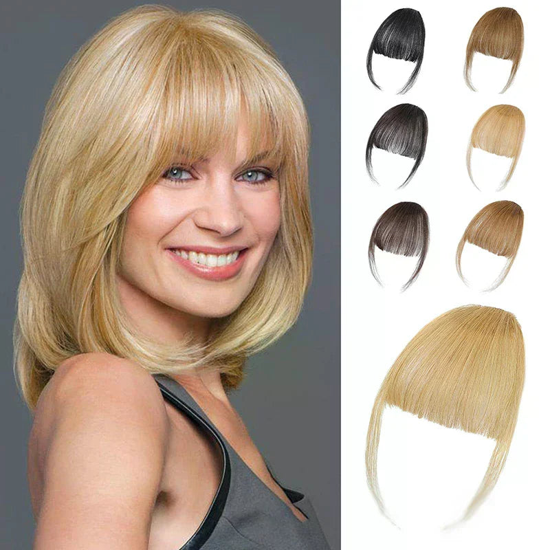 Clip-In Synthetic Air Bangs & Sideburns Hairpiece | Black Brown Clip-In Bangs Hairpiece QXL