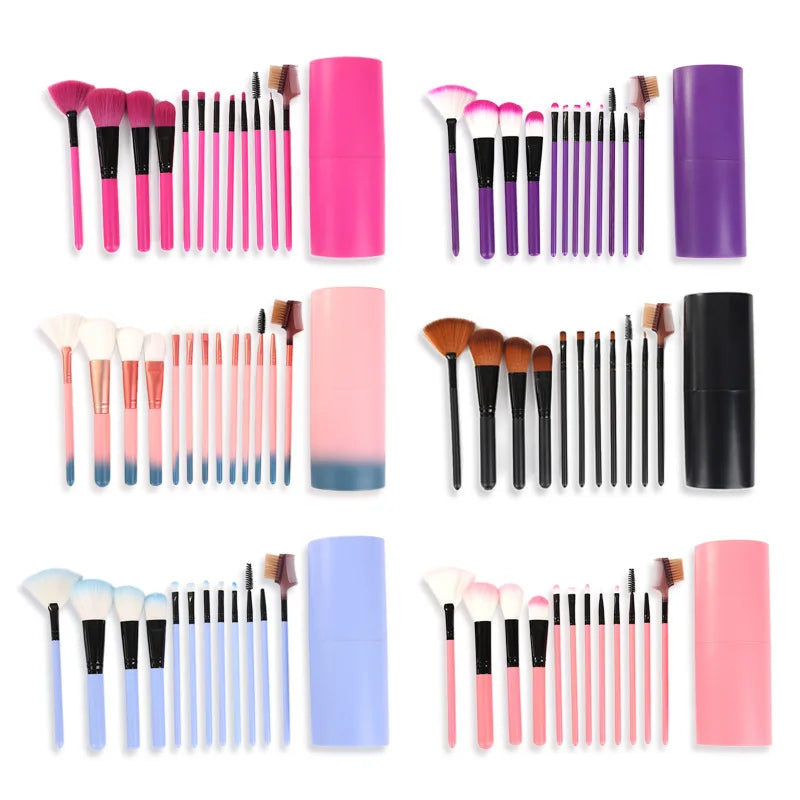 12-Piece Colorful Makeup Brush Set | Powder, Blush & Eye Brushes Makeup Brush Set QXL