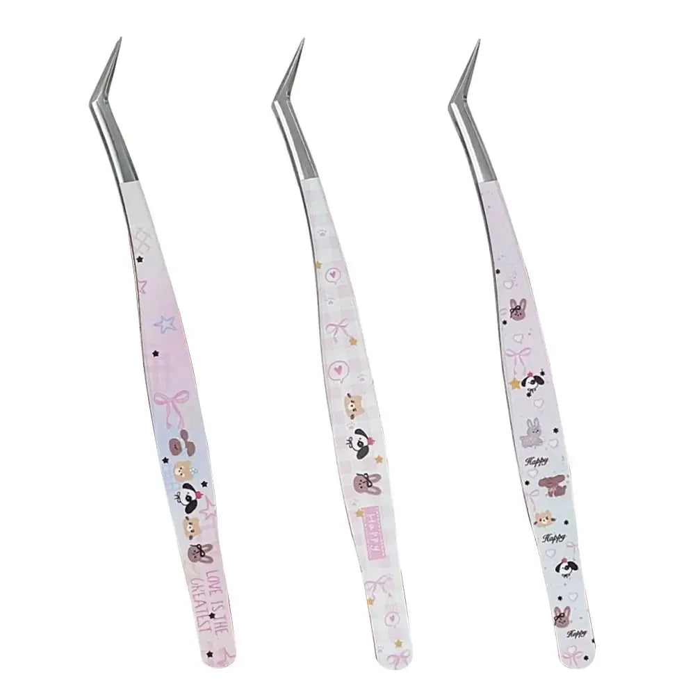 Curved Lash Extension Tweezers | Stainless Steel Cartoon Design Lash Extension Tweezer QXL