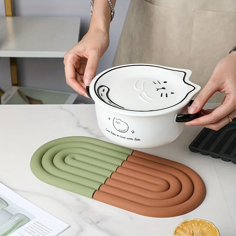 Morandi Rainbow Silicone Coaster | Heat-Resistant Dining Mat Silicone Coaster Mat QXL