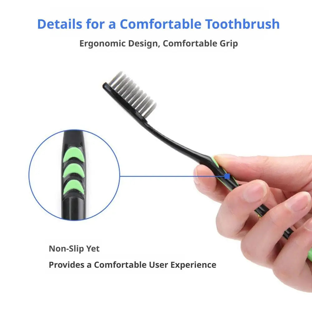 10-Pack Bamboo Charcoal Toothbrush Set | Ultra-Soft Bristles Toothbrush Set QXL