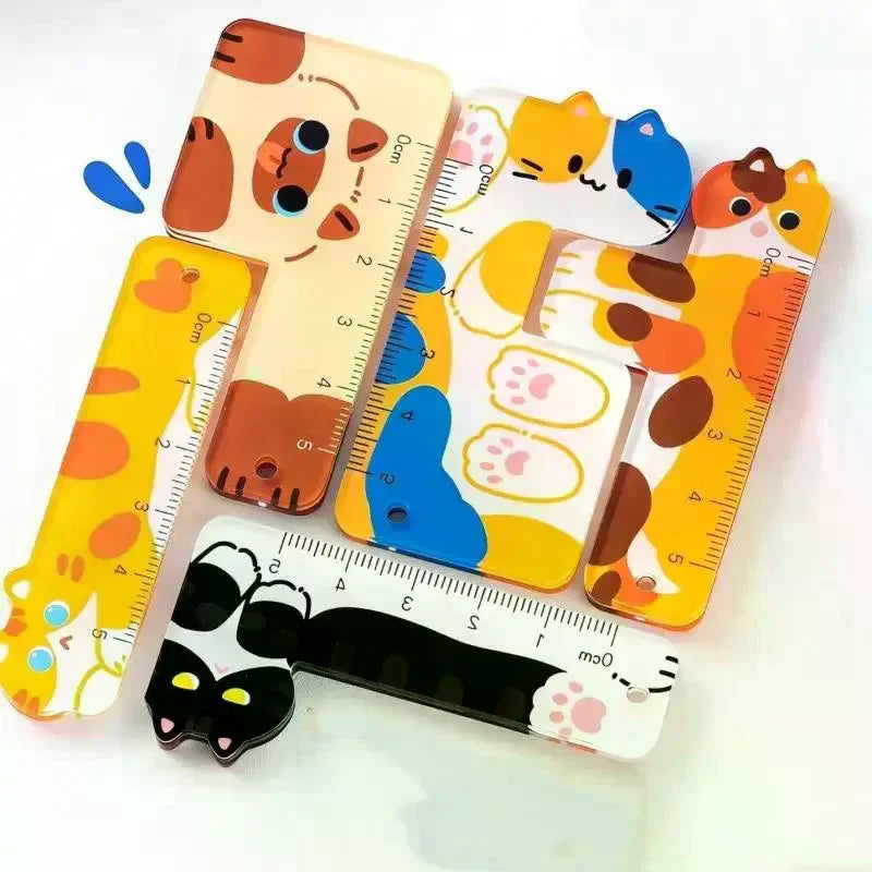Mini Cartoon Cat Ruler Pendant | 5cm Backpack Charm & Gift Novelty Ruler Pendant QXL