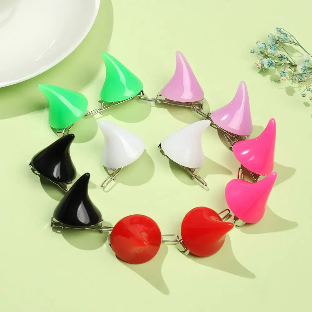 2-Pack Gothic Demon Horn Hair Clips | Halloween Cosplay Pins Gothic Hair Clips QXL