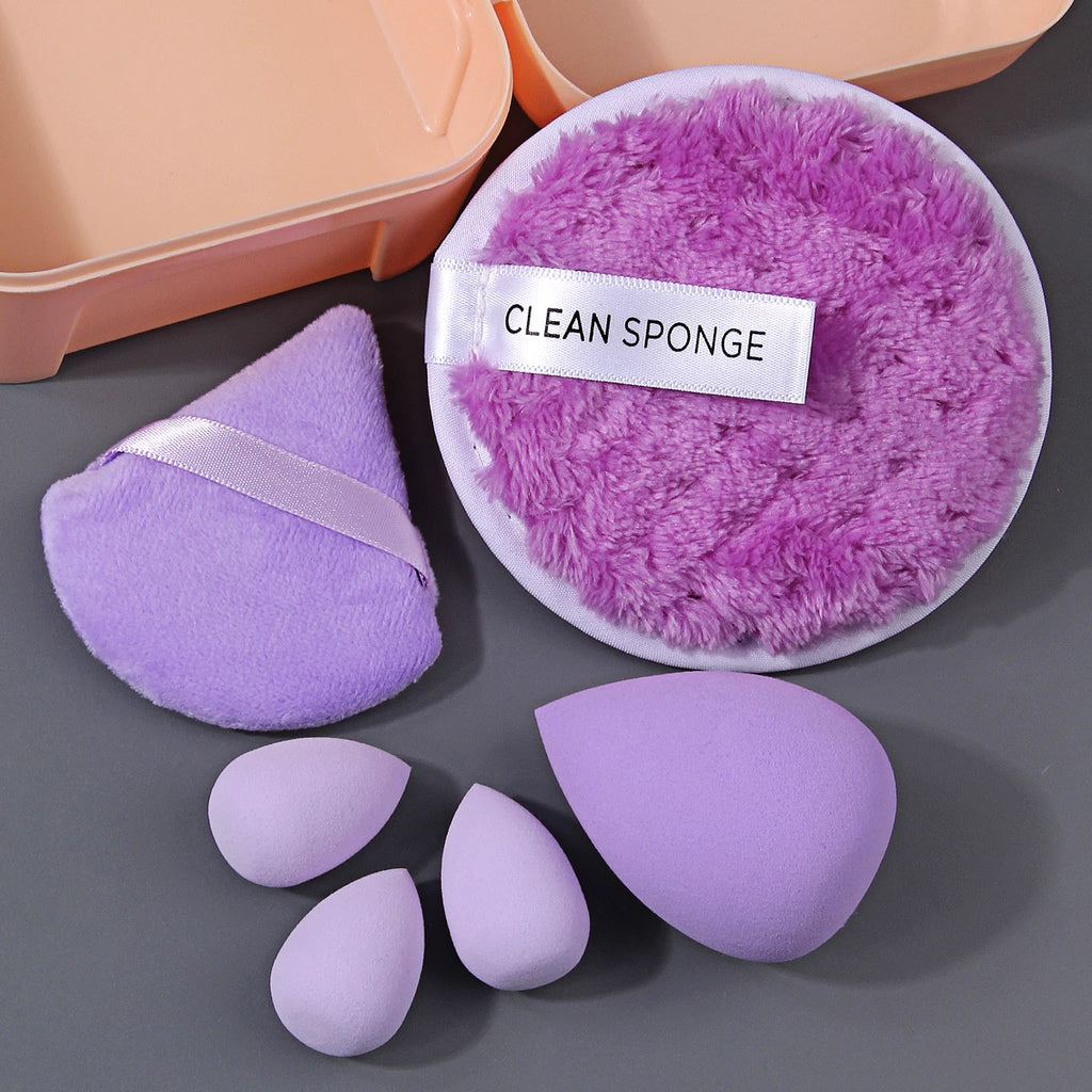 KOSSHOW 6-Pc Purple Makeup Sponge Set | Triangle Puff & Box Makeup Sponge Set QXL