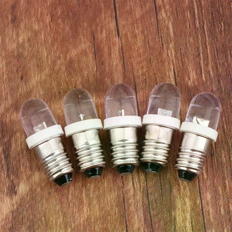 5-Pack E10 LED Screw Bulbs DC 3V–24V | Indicator Signal Light LED Indicator Bulb QXL