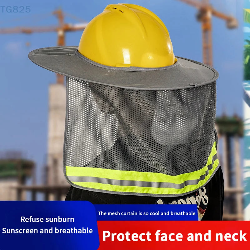 Sun Shade Safety Helmet Neck Shield | Reflective Work Cap Safety Sun Cap QXL