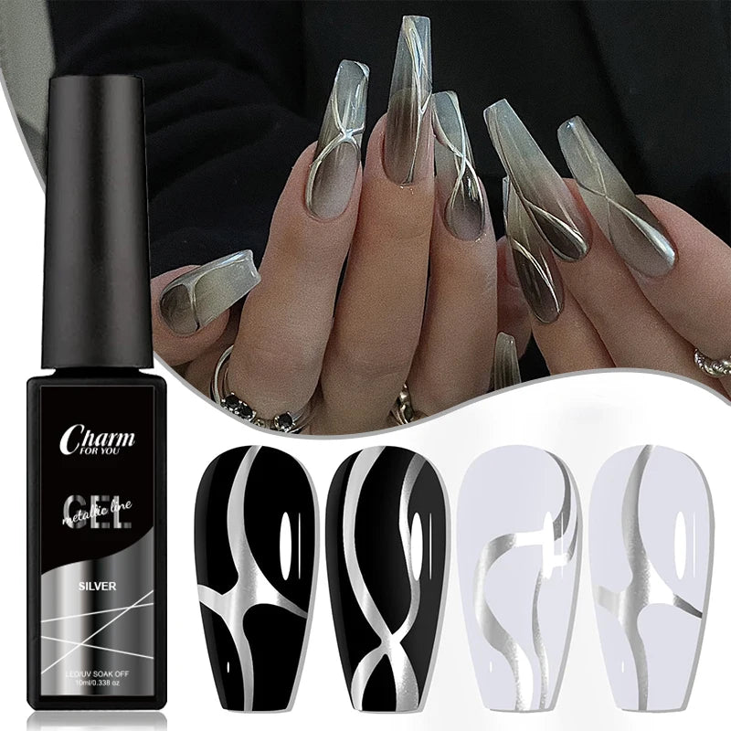 Metallic Liner Nail Gel Polish 3 Colors UV/LED Soak Off 10ml Nail Art Gel Polish QXL