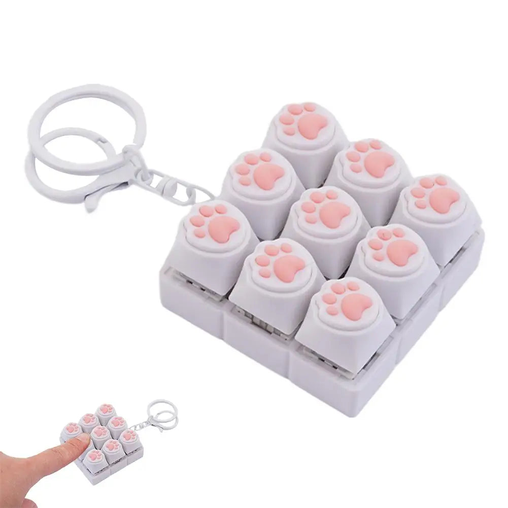 Mini Keyboard Fidget Clicker Toy | Paw Print Keycap Gadget Fidget Clicker Toy QXL H