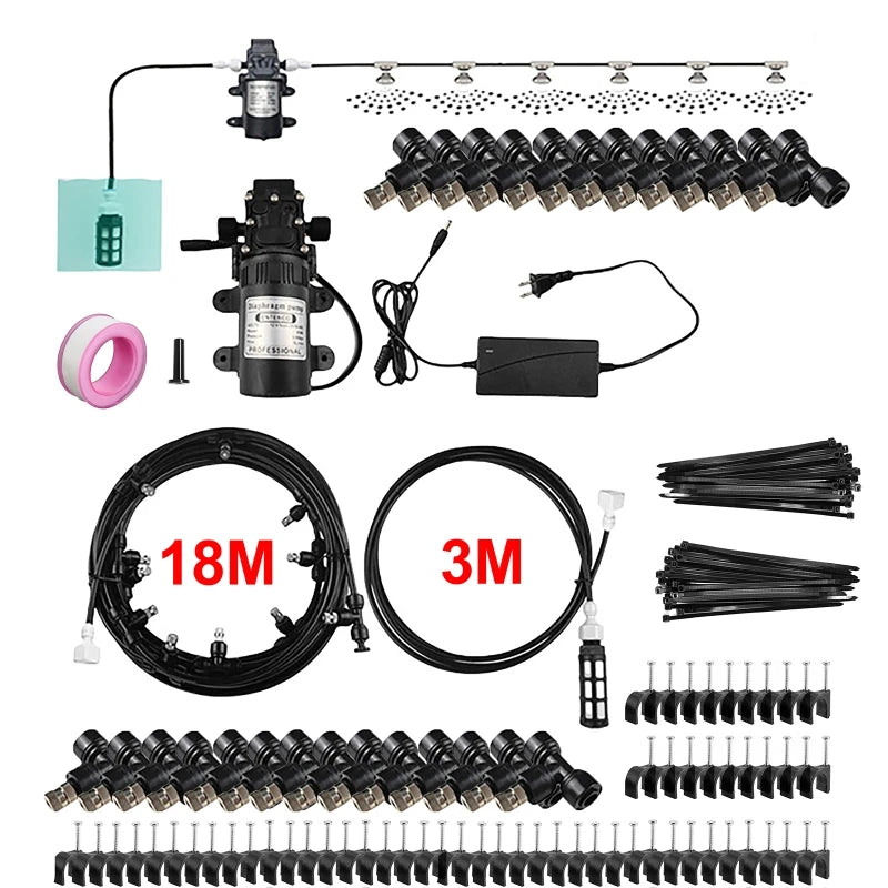 18M Garden Misting System – Electric Pump & 26 Nozzles Garden Misting System QXL 18M