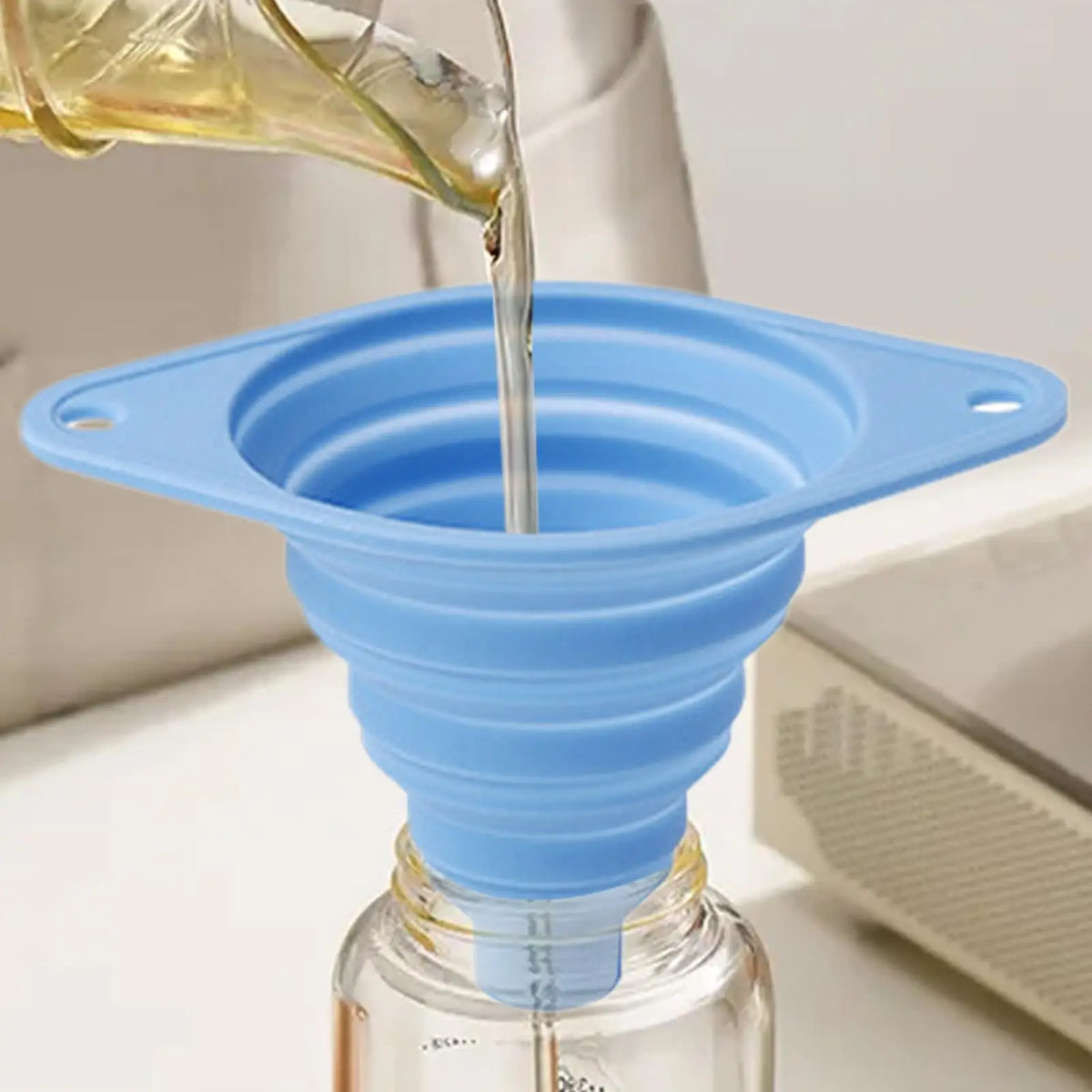 Collapsible Silicone Kitchen Funnel | Liquid & Powder Transfer Silicone Kitchen Funnel QXL