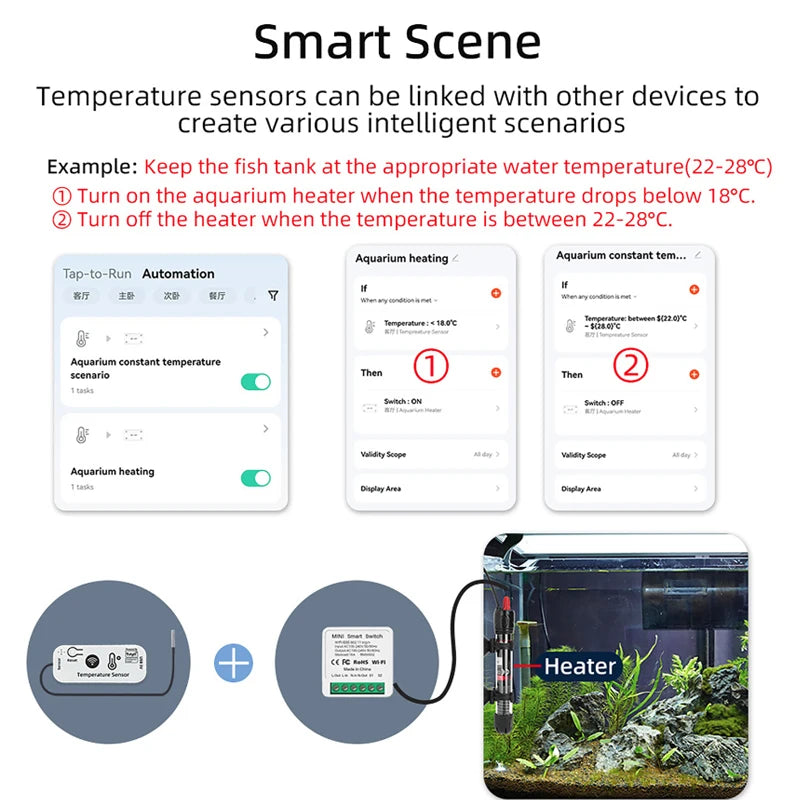 Tuya WiFi Smart Temperature Sensor | App Alerts & Remote Monitor Smart Temperature Sensor QXL