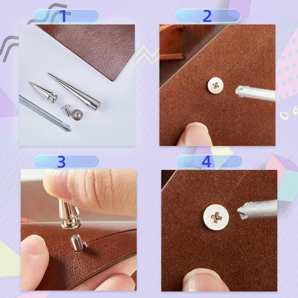 40mm Silver Cone Spike Studs | 30-Set Punk Screwback Rivets Punk Spike Studs QXL