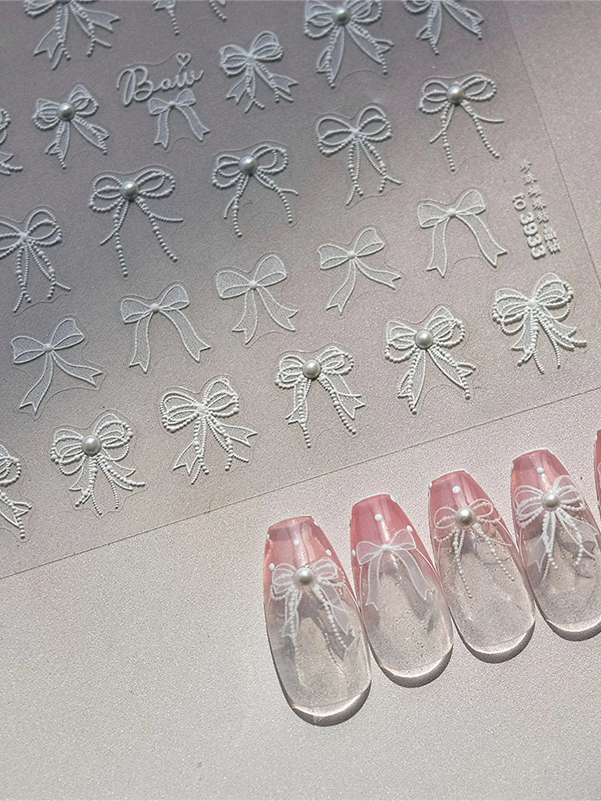 5D Nail Art Stickers – White Lace Bow & Shell Decals Nail Art Stickers QXL