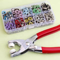 9.5mm Metal Snap Button Prong Ring Pliers & Rivet DIY Set Snap Button Tool Set QXL 100 pairs