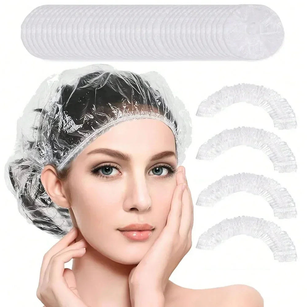 Disposable Thick PE Shower Caps | Salon, Dye & Hotel Use Disposable Shower Cap QXL