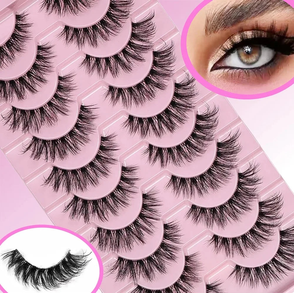 Korean Manga False Lashes 10 Pairs | Natural Brown Cluster Kit False Lash Kit QXL Starlight