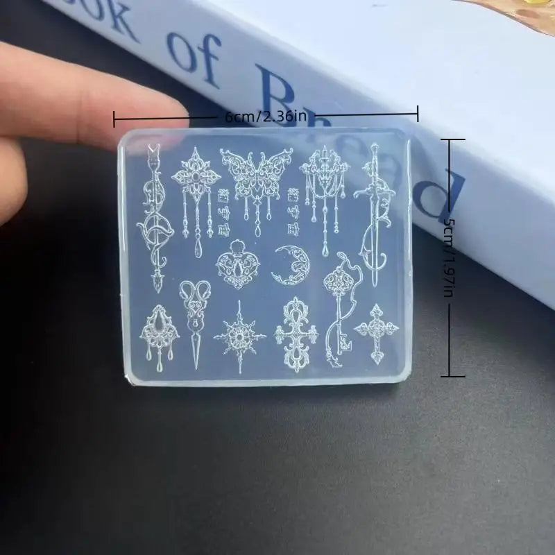 3D Silicone Nail Art Mold | Retro Flowers & Bow Tie Design Nail Art Mold QXL