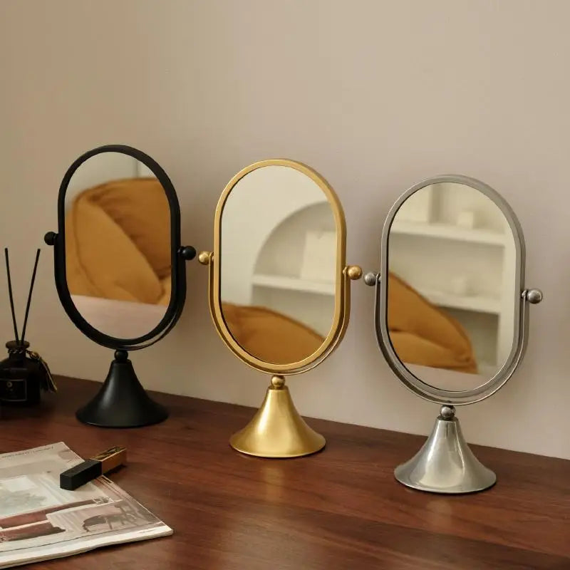 Retro Wrought Iron Standing Vanity Mirror | Minimalist Desk Standing Vanity Mirror QXL