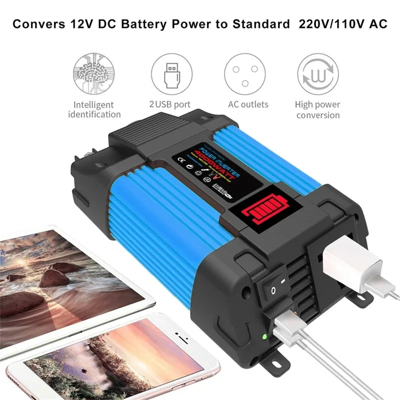 6000W Peak Modified Sine Wave Car Power Inverter Dual USB Car Power Inverter QXL