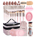 MAANGE 54-Pc Makeup Brush Kit with Sponges & Travel Bag Makeup Brush Kit QXL Pink