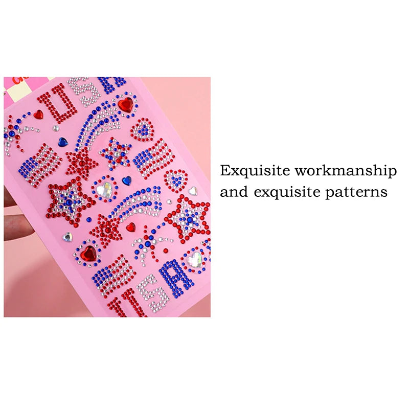 4th of July Gem Stickers – Red White Blue Star Temporary Tattoos Temporary Tattoo Stickers QXL