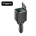 7-in-1 Retractable Car Charger USB-C PD 180W Fast Charging Car Phone Charger QXL black