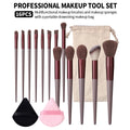 16-Pc Makeup Brush Set with Puffs & Storage Bag | KOSSHOW Makeup Brush Set QXL Brown