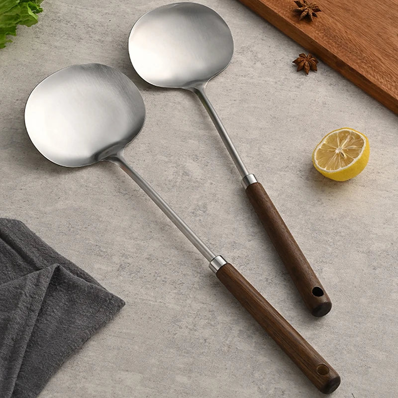 Stainless Steel Wok Spatula with Walnut Handle | 3 Sizes Wok Spatula QXL