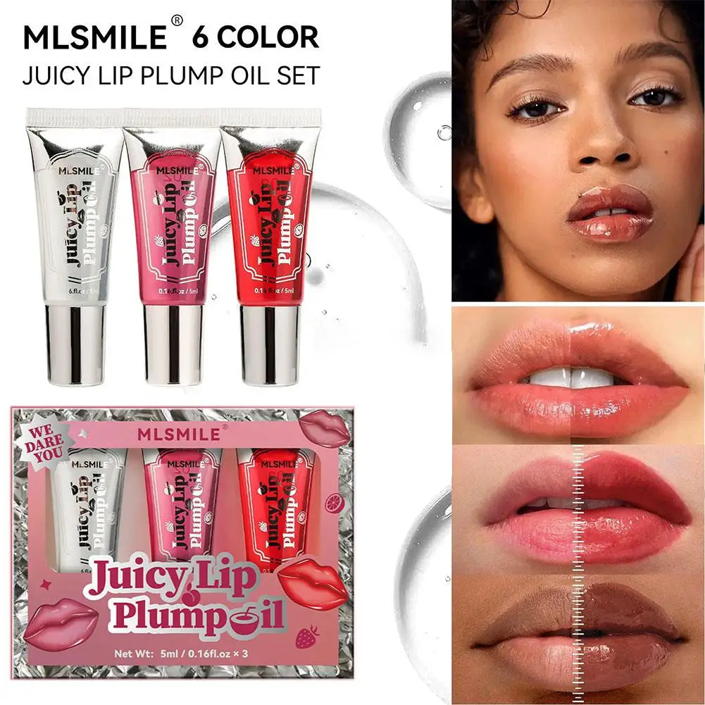 3-Pack Rollerball Lip Plumper Oil | Hydrating Glossy Lip Gloss Set Lip Plumper Oil Set QXL