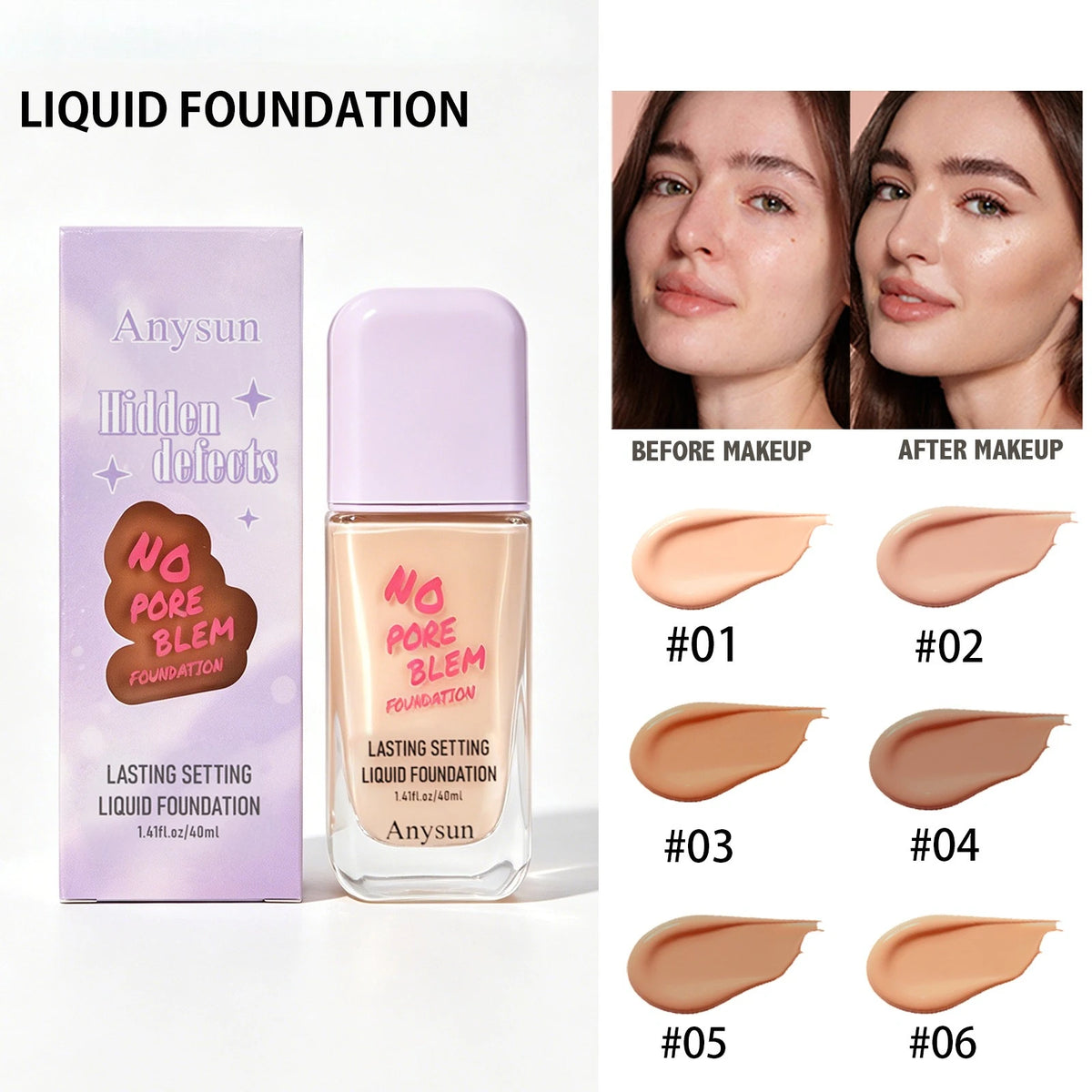 Matte Liquid Foundation – Hydrating Long-Wear All Skin Types Liquid Foundation QXL
