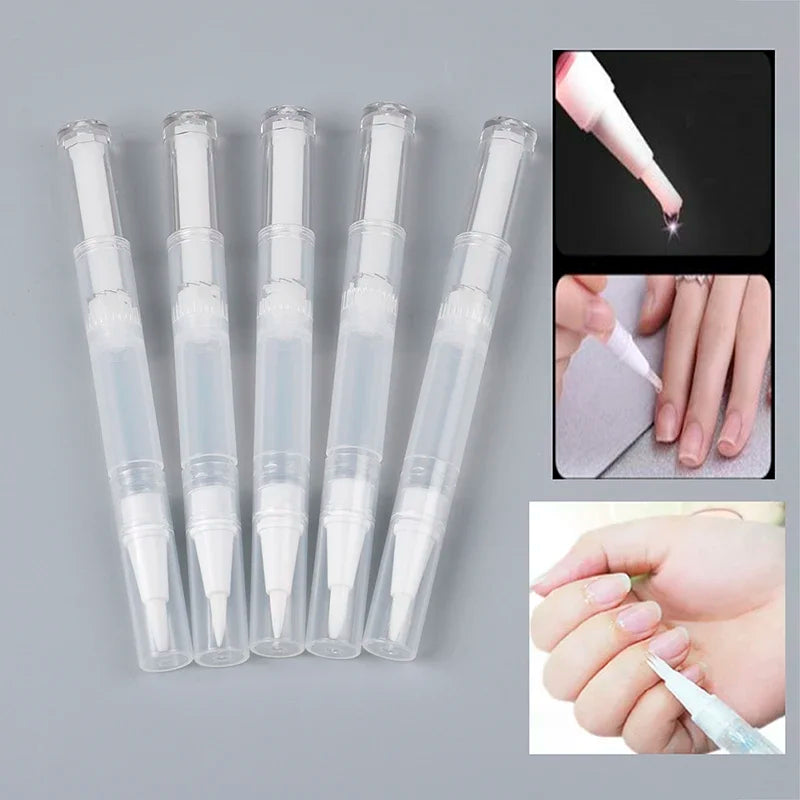 5-Pack 3ml Empty Twist Nail Oil Pens with Brush | Refillable Refillable Applicator Pen QXL