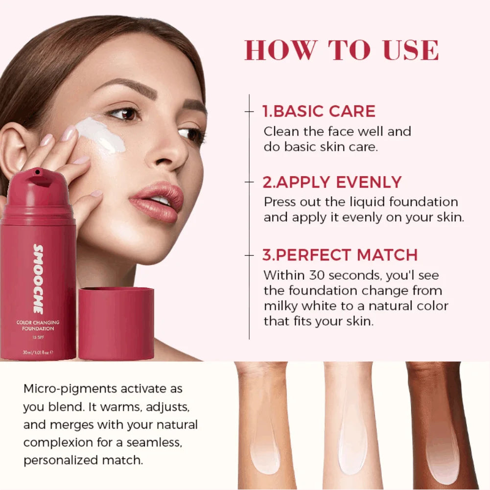 Color Changing Liquid Foundation – Auto Shade Match 30ml Liquid Foundation QXL