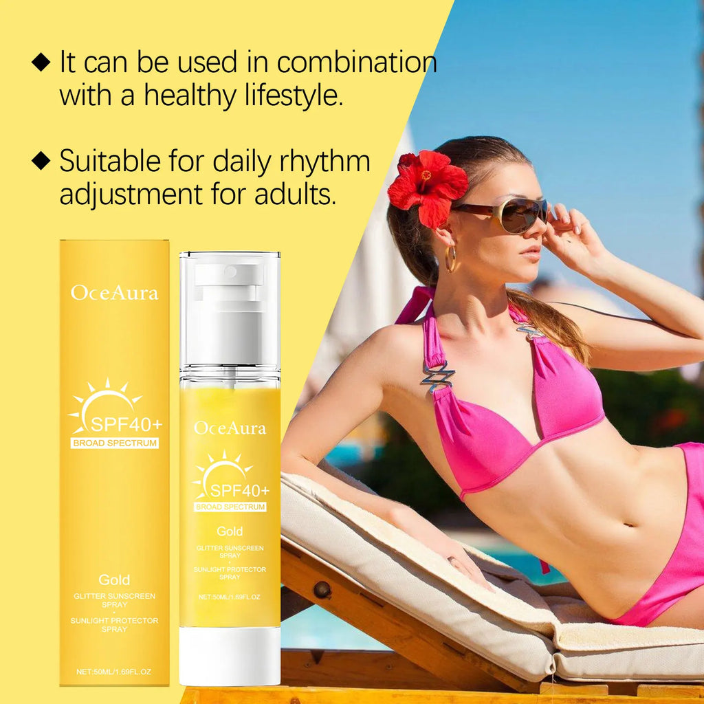 OceAura SPF40+ Sunscreen Spray | Face & Body UV Mist 50ml Sunscreen Spray QXL