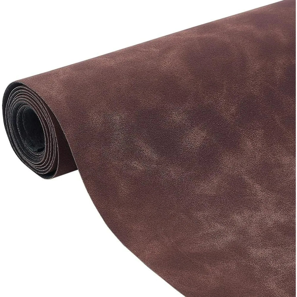 Faux Suede PU Leather Roll 59x13.7" Brown DIY Fabric Sheet Faux Suede Fabric Roll QXL
