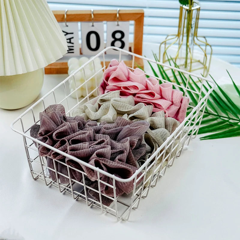 2-in-1 Exfoliating Mesh Bath Sponge with Drawstring Soap Holder Exfoliating Bath Sponge QXL