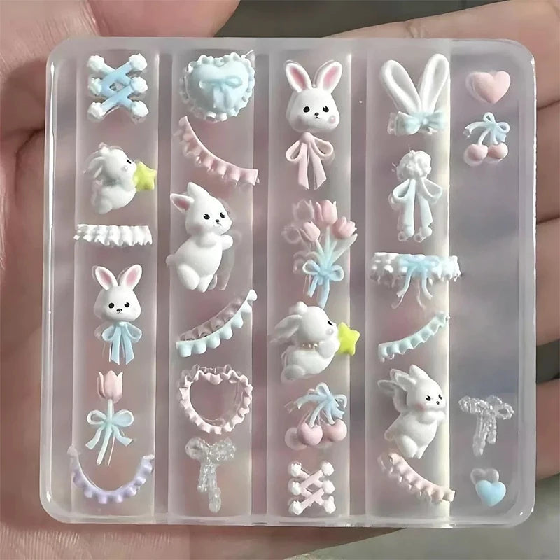 3D Silicone Nail Art Mold – Lace Bowknot & Bunny DIY Design Nail Art Mold QXL Default Title