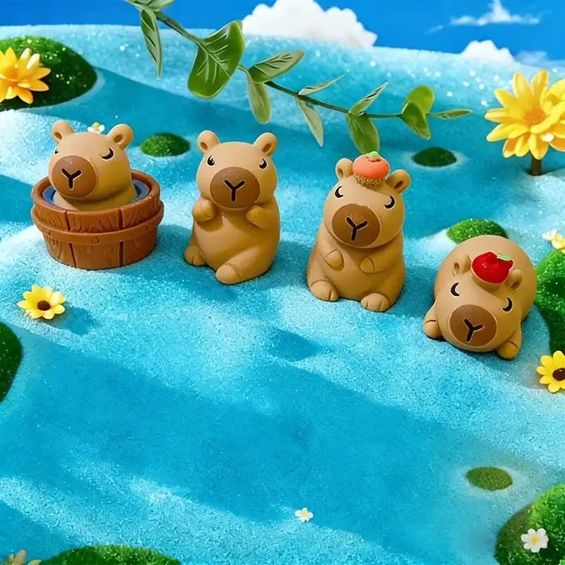 7-Piece Mini Resin Capybara Set | Garden & Car Decor Gift Resin Figurine Set QXL