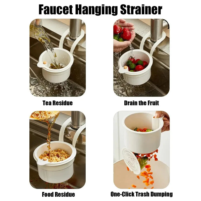 Faucet-Hanging Sink Strainer Basket | Press-Release Waste Catcher Sink Strainer Basket QXL