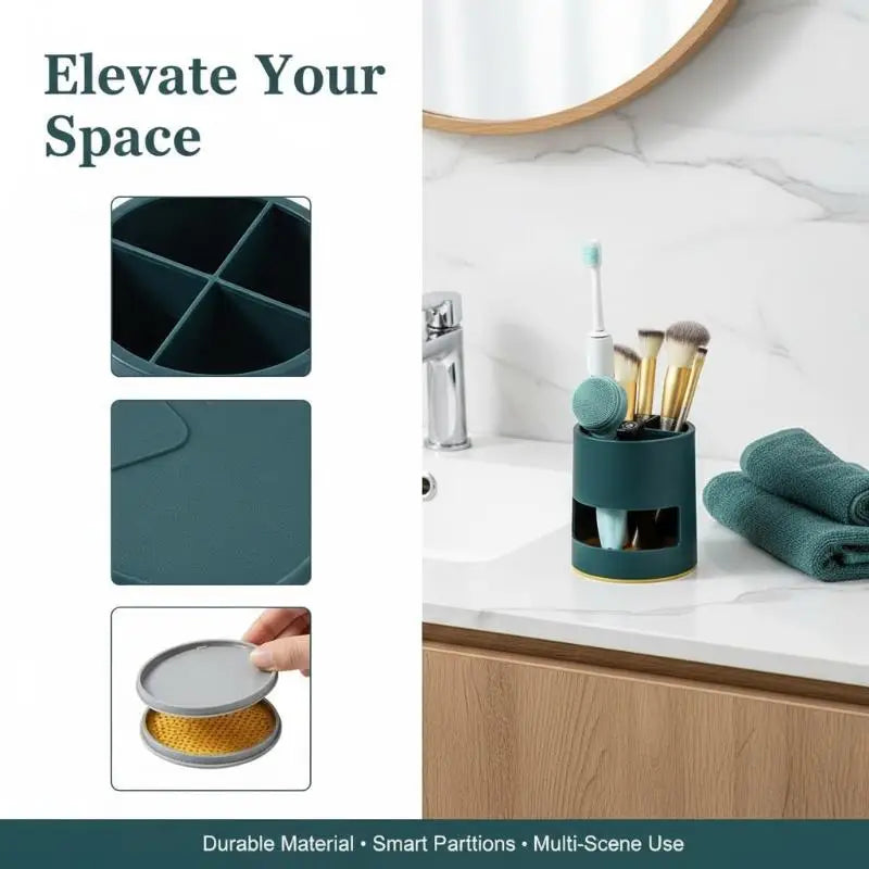 Toothbrush & Toothpaste Holder with 2 Cups | Bathroom Organizer Toothbrush Holder QXL