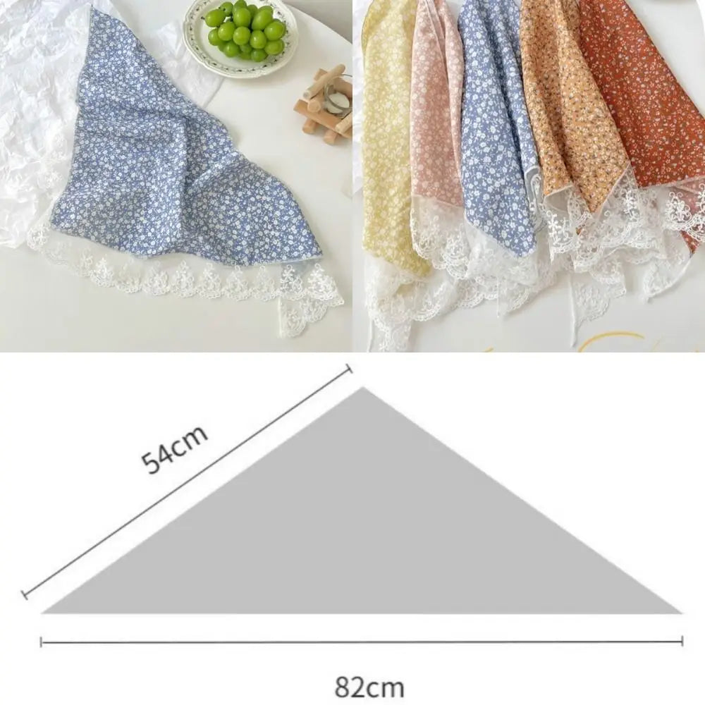 French Floral Triangle Scarf | Hair Turban Bandana for Women Hair Turban Scarf QXL
