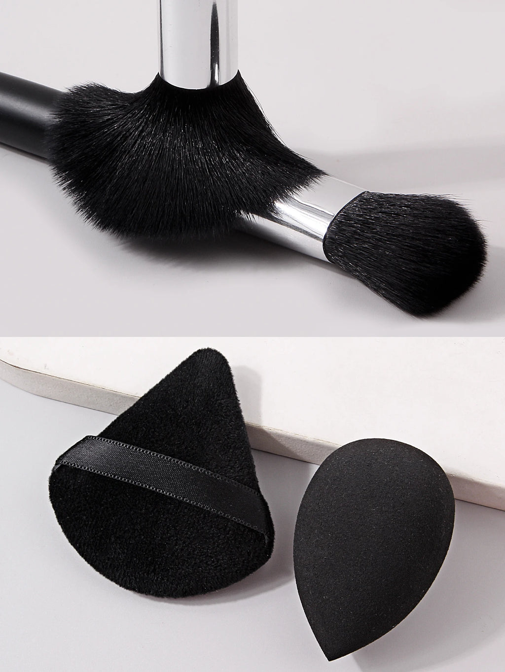 KOSSHOW 4-Pc Flame Makeup Brush & Powder Puff Combo Set Makeup Brush Set QXL