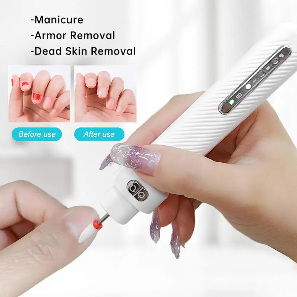 Electric Nail Drill 3-Speed USB Rechargeable Manicure Grinder Electric Nail Drill QXL