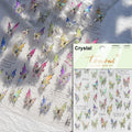 5D Butterfly Flower Nail Stickers | Rhinestone Pearl Decals Nail Art Stickers QXL TO4283