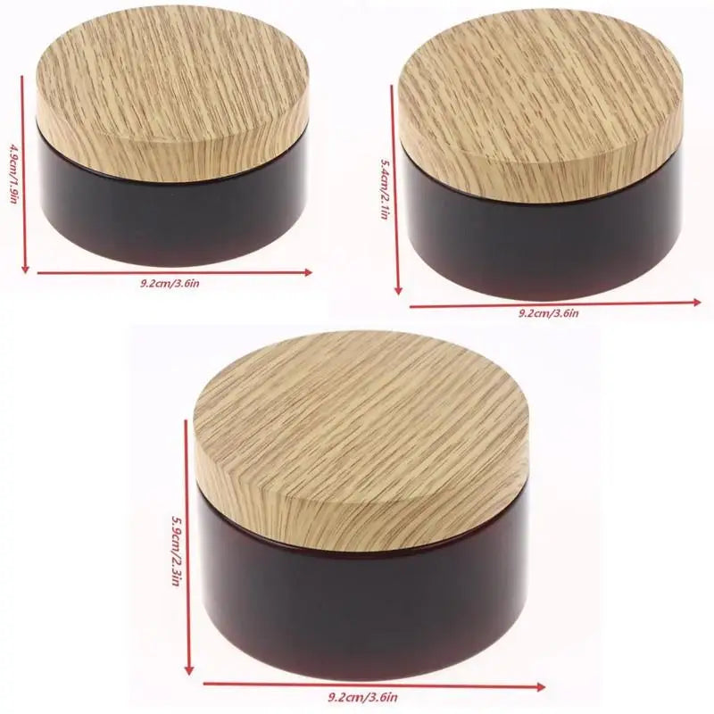 PET Plastic Jar Wood Texture Lid | 200ml–500ml Empty Container Cosmetic Storage Jar QXL