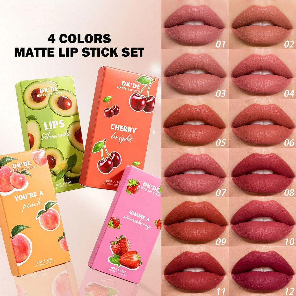 3-Color Matte Lip Crayon Set | Long-Lasting Transfer-Proof Matte Lipstick Set QXL